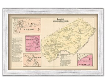 LOWER MOUNT BETHEL, Pennsylvania 1872 Map - Replica or Genuine Original