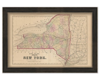 New York State Map 1873, Replica and GENUINE ORIGINAL