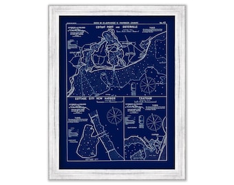 Cotuit Port, Osterville, Chatham and Cottage City, Massachusetts - Nautical Chart Blueprint by George W. Eldridge 1901