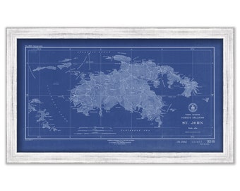 St JOHN, VIRGIN ISLANDS -  1948 Nautical Chart Blueprint