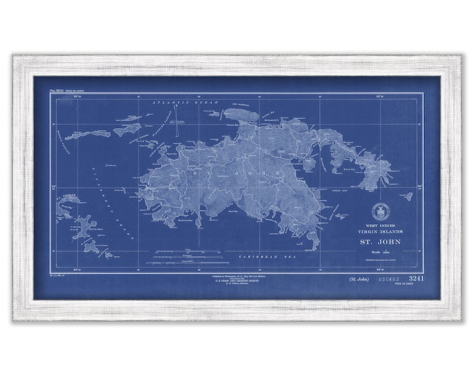 St JOHN, VIRGIN ISLANDS -  1948 Nautical Chart Blueprint