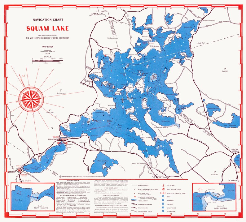 SQUAM LAKE New Hampshire 1957 Nautical Chart Etsy
