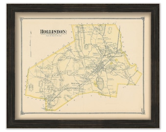 HOLLISTON, Massachusetts 1875 Map - Replica or Genuine ORIGINAL