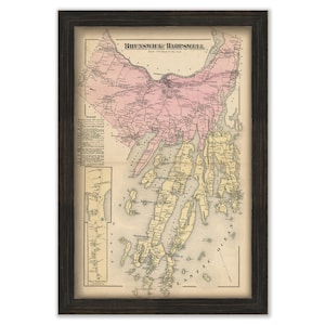 BRUNSWICK and HARPSWELL, Maine 1871 Map, Replica or Genuine ORIGINAL