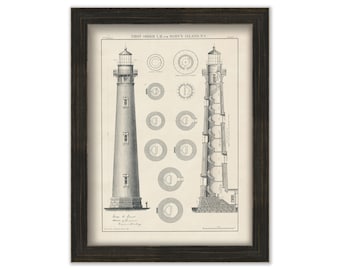 BODIE ISLAND LIGHTHOUSE, Outer Banks, North Carolina - Drawing and Plan of the Lighthouse as it was in 1871.