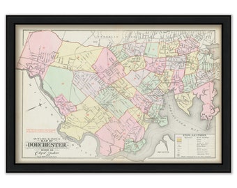 Map Of Dorchester Ma Dorchester Massachusetts 1889 Map Index Plate Replica Or - Etsy