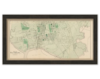 Flushing, New York 1873 Map, Replica and GENUINE ORIGINAL