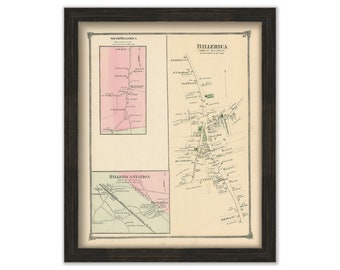 Village of BILLERICA, Massachusetts 1875 Map - Replica or Genuine ORIGINAL