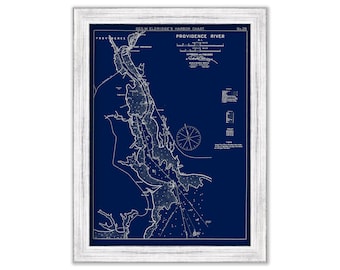 Providence River, Rhode Island - Blue Print - Nautical Chart by George W. Eldridge 1901