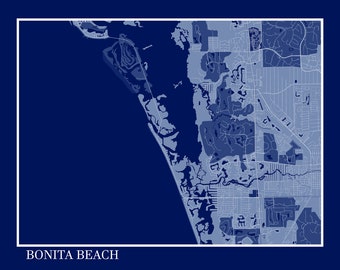 BONITA BEACH, Florida  - Contemporary Map Poster Blueprint