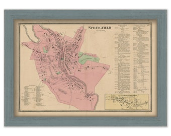 SPRINGFIELD VILLAGE, Windsor County, Vermont 1869 Map - Replica or Genuine ORIGINAL