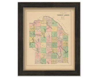 Timber Lands, Arootook County, Maine 1890 Map, Replica or GENUINE ORIGINAL