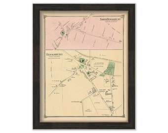 NORTH TEWKSBURY, Massachusetts 1875 Map - Replica or Genuine ORIGINAL