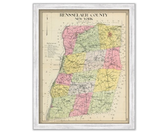 RENSSELAER County, New York 1912 Map, Replica or GENUINE ORIGINAL