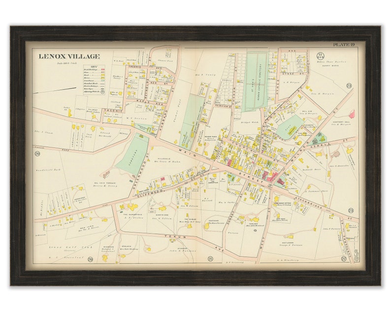 Village of LENOX Massachusetts 1904 Map Replica or Genuine Etsy