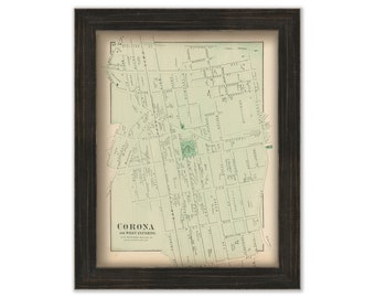 Corona, Flushing, New York 1873 Map, Replica and GENUINE ORIGINAL