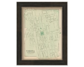 Corona, Flushing, New York 1873 Map, Replica and GENUINE ORIGINAL