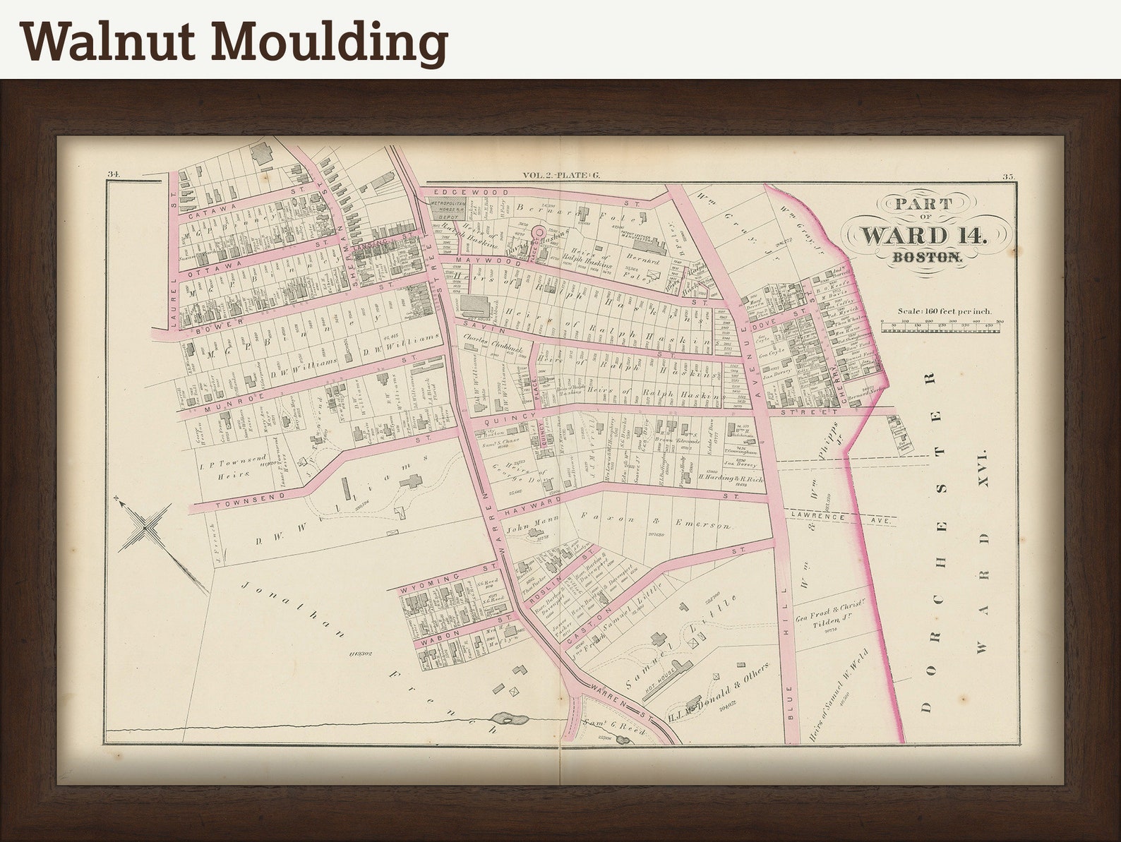 ROXBURY Massachusetts 1873 Map Vol. 2 Plate G Replica or Etsy