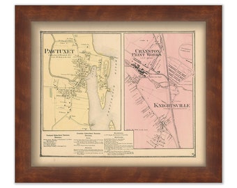 PAWTUXET VILLAGE, Rhode Island 1870 Map