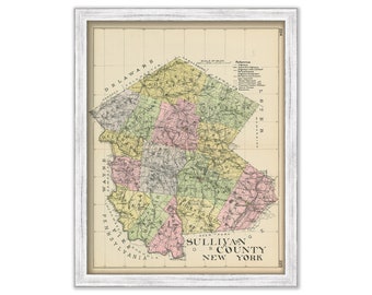 SULLIVAN County, New York 1912 Map, Replica or GENUINE ORIGINAL