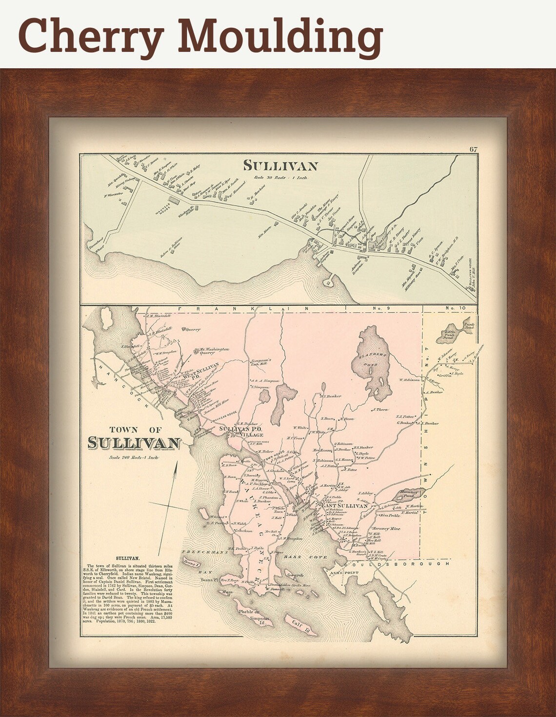 SULLIVAN Maine 1881 Map Replica or Genuine Original Etsy