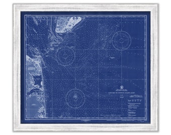 Rehoboth Beach, Bethany Beach and Fenwick Island, Delaware -  1933 Nautical Chart Blueprint