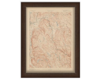 Becket, Washington, Middlefield and Hinsdale, Massachusetts 1890 - Topographic Map - Replica and Genuine Original