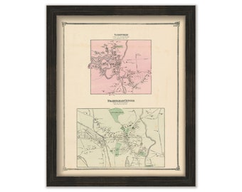 Villages of FRAMINGHAM, Massachusetts 1875 Map - Replica or Genuine ORIGINAL
