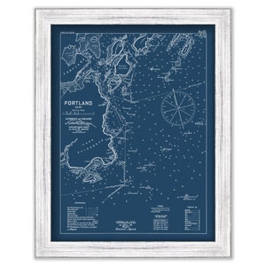 Portland Harbor, Maine 1909 - Nautical Chart by Geo. Eldridge - Blue Print Version