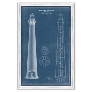 CAPE FEAR LIGHTHOUSE, Bald Head Island, North Carolina  - Blueprint Drawing of the Lighthouse as it was in 1860.
