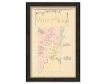 WALTHAM, MARIAVILLE and LAMOINE, Maine 1881 Map, Replica or Genuine Original