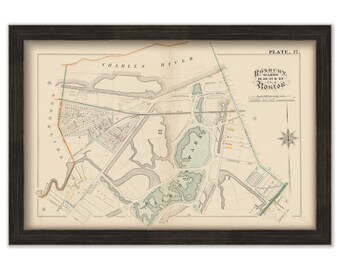 ROXBURY, Boston, Massachusetts 1882 Map - Replica or Genuine ORIGINAL - Future Site of Fenway Park, Kenmore Square