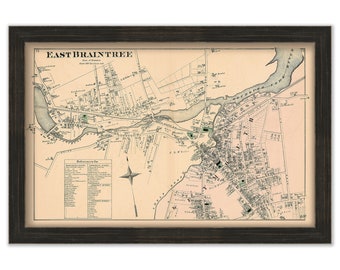 East Braintree, Massachusetts 1876 Map - Replica or GENUINE ORIGINAL