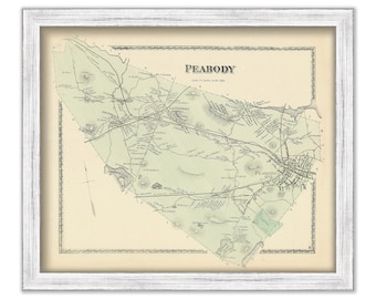 PEABODY, Massachusetts 1872 Map - Replica or Genuine ORIGINAL