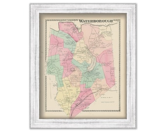 Town of WATERBOROUGH, Maine 1872 Map