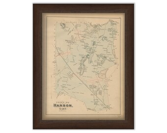 GENUINE ORIGINAL map of HANSON, Massachusetts 1879
