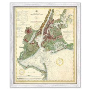 New York Bay and Harbor - Nautical Chart 1866