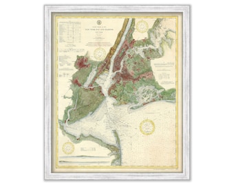 New York Bay and Harbor - Nautical Chart 1866