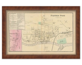 Village of PAINTED POST, New York 1873 Map, Replica or Genuine ORIGINAL