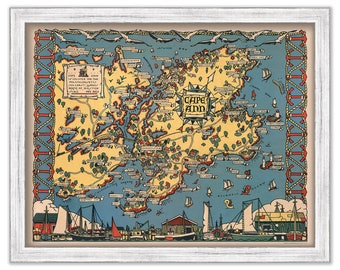 CAPE ANN, Massachusetts -  1937 Whimsical Map by Jack Atherton