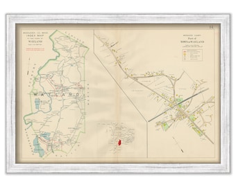 WAYLAND, Massachusetts 1908 Map - Replica or GENUINE Original
