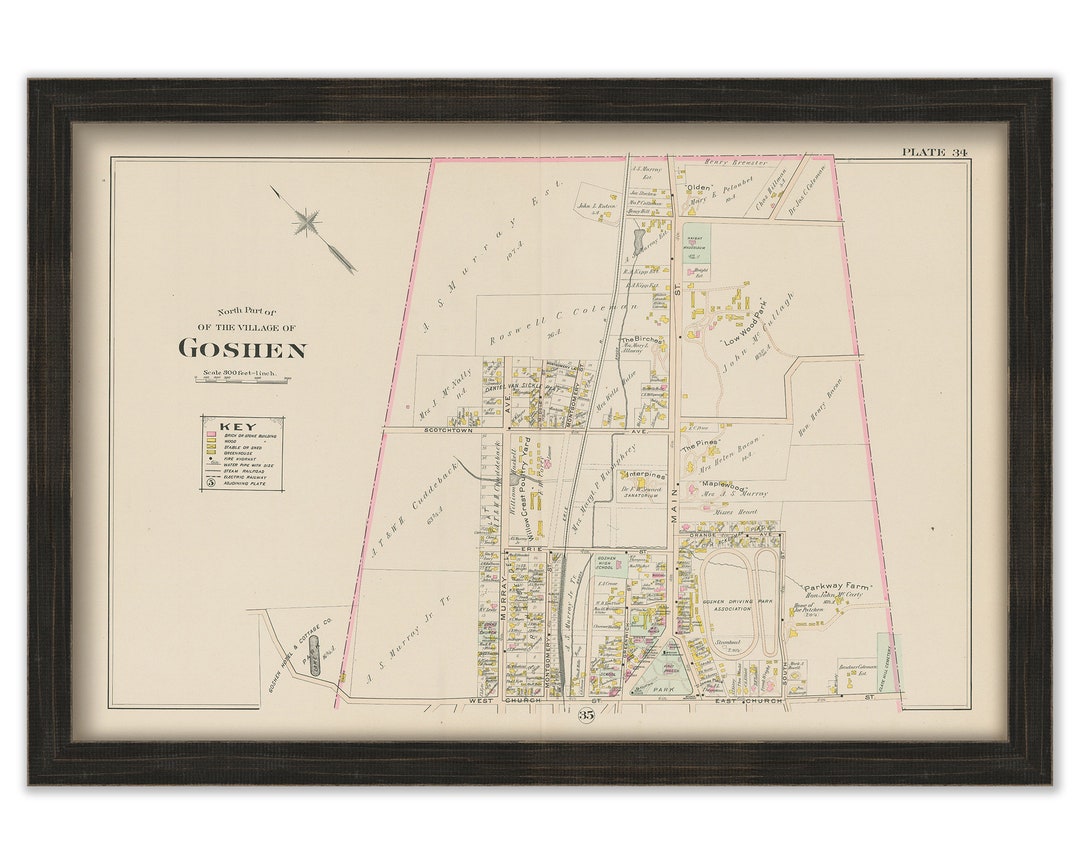 Village of GOSHEN, New York 1903 Map Replica or Genuine Original Etsy
