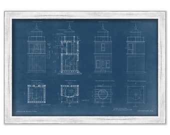 FORT CARROL LIGHTHOUSE, Baltimore, Maryland  -  Blueprint Drawing and Plan of the Lighthouse as it was in 1900