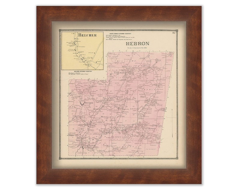 Town of HEBRON New York 1866 Map Etsy