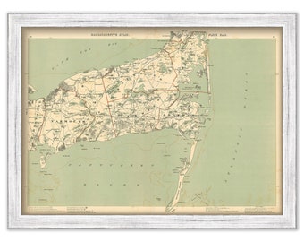 Chatham, Brewster, Harwich, Orleans, Dennis and Yarmouth Massachusetts Map/Chart by published in 1891 - Replica or Genuine Original