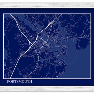 PORTSMOUTH, New Hampshire -  Contemporary Map Poster Blueprint