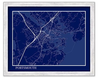 PORTSMOUTH, New Hampshire -  Contemporary Map Poster Blueprint