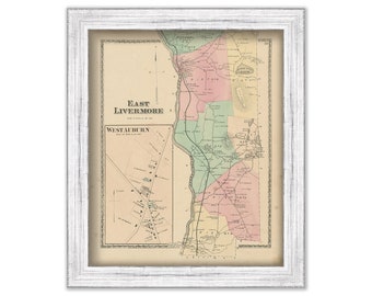 EAST LIVERMORE, Androscoggin County, Maine 1873 Map, Replica or GENUINE Original