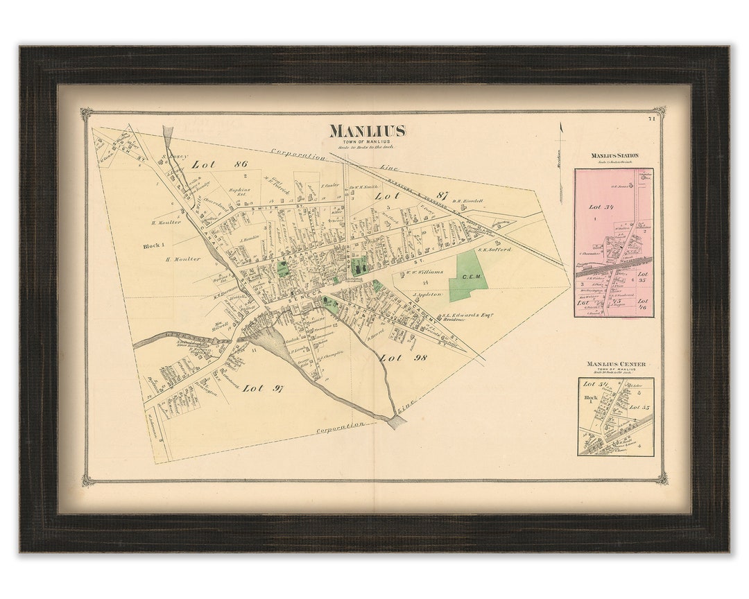 MANLIUS, New York 1874 Map Etsy