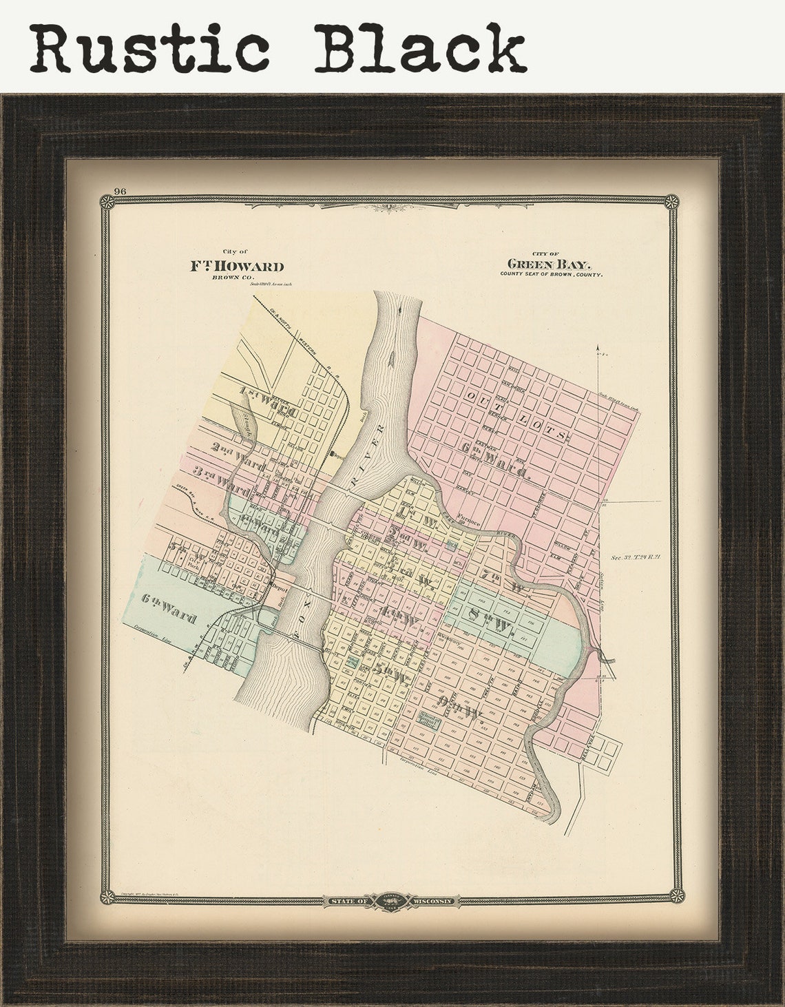 Green Bay and Fort Howard Wisconsin 1878 Map Replica or  Etsy